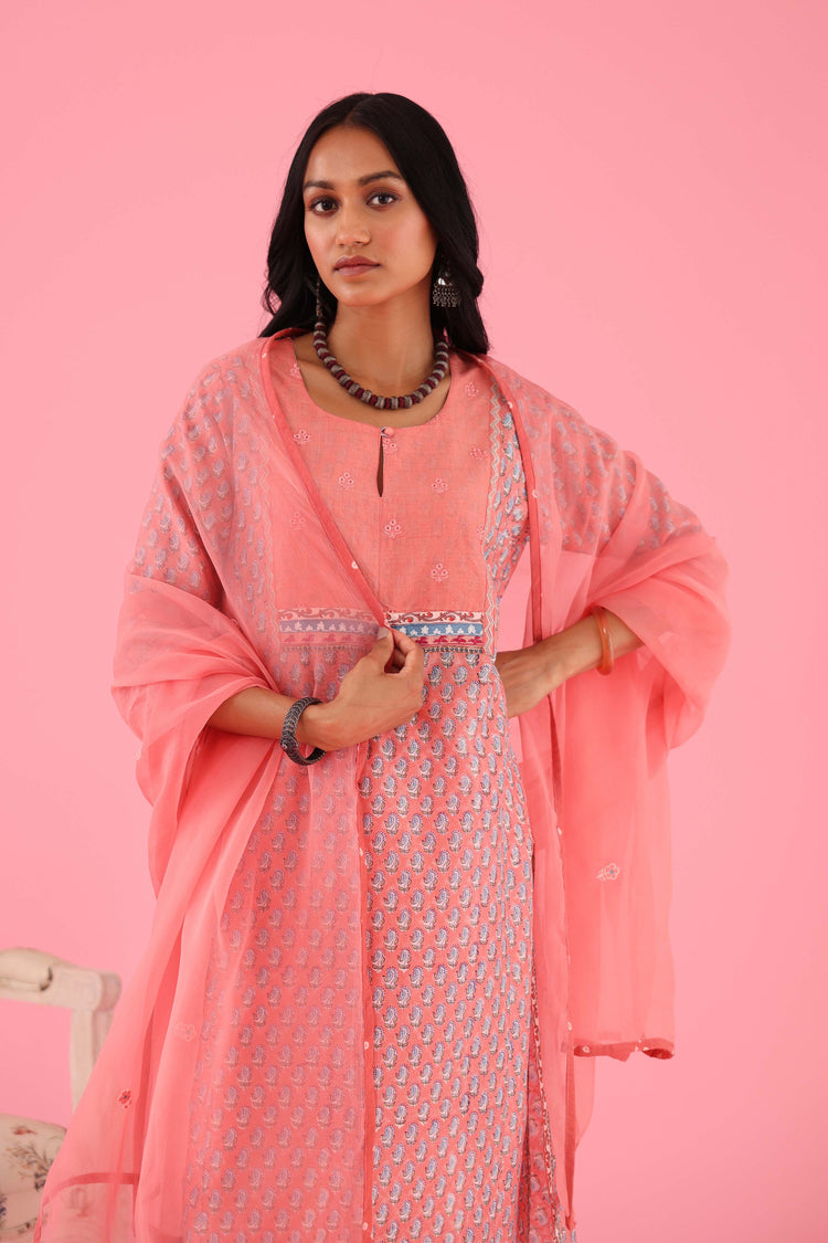 Rozana Chiffon Dupatta Peach (8426754212139)
