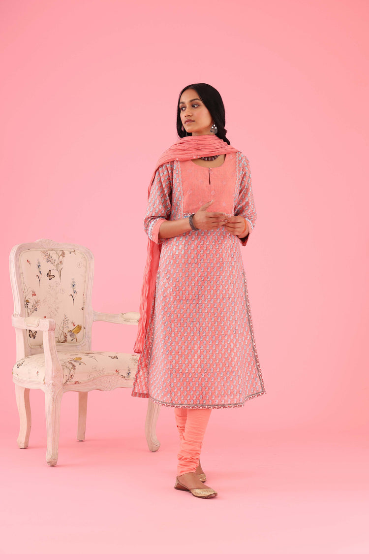 Rozana Cotton Crinkled Dupatta Peach (8426754277675)