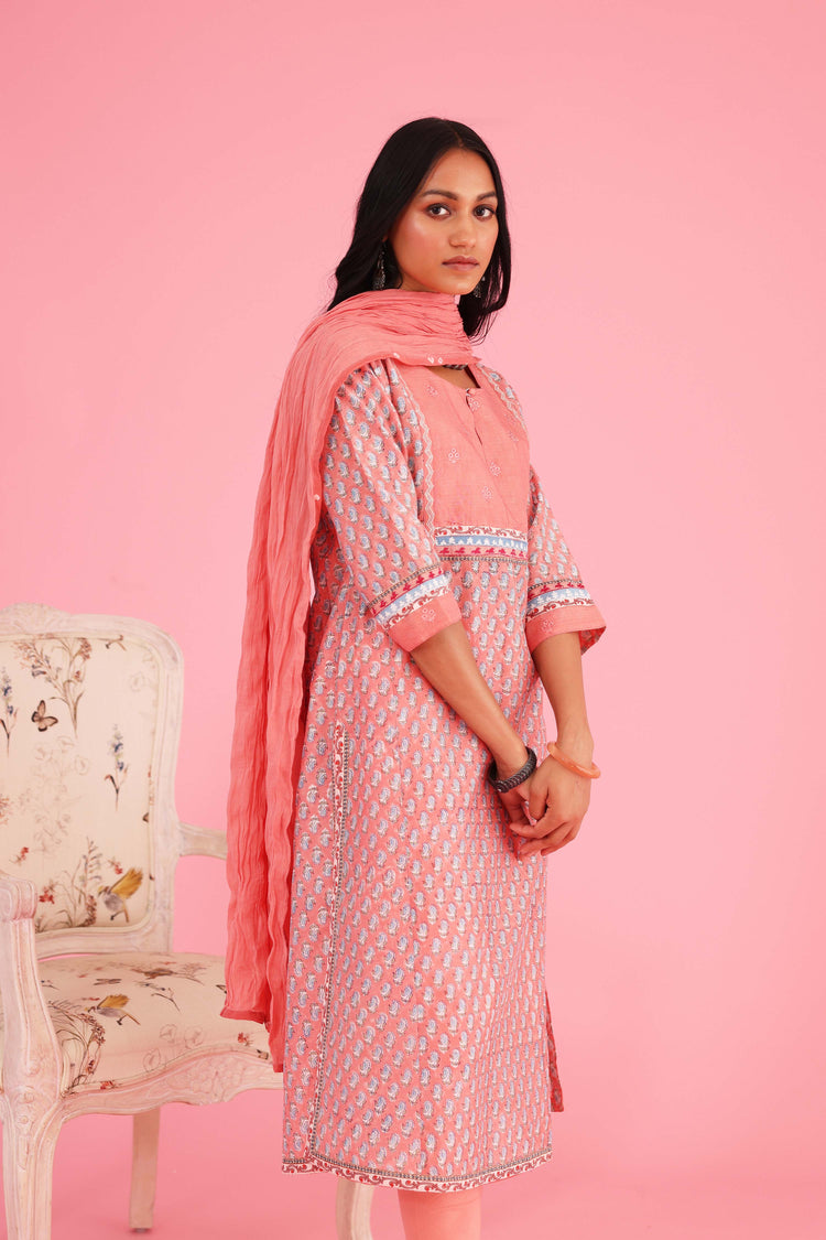 Rozana Cotton Crinkled Dupatta Peach (8426754277675)