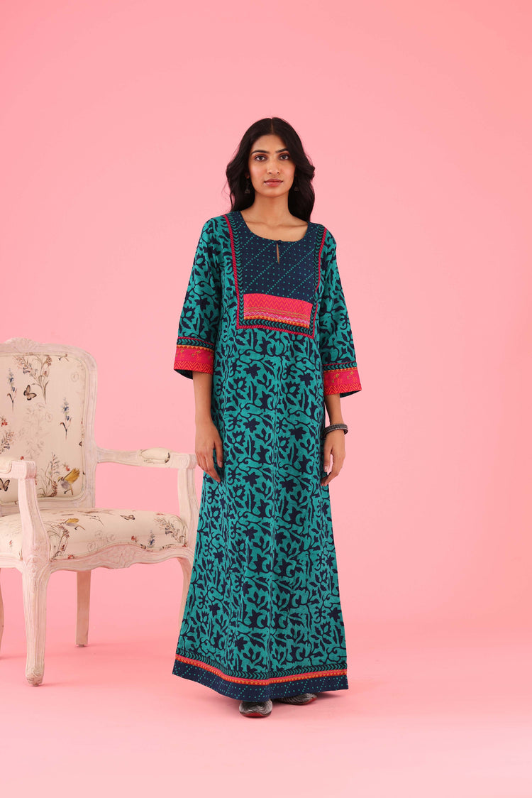 Yoke Caftan Teal Green Indigo (8429120684331)