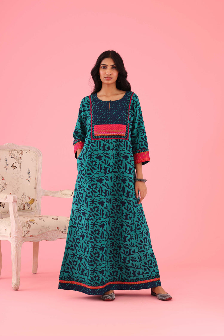 Yoke Caftan Teal Green Indigo (8429120684331)