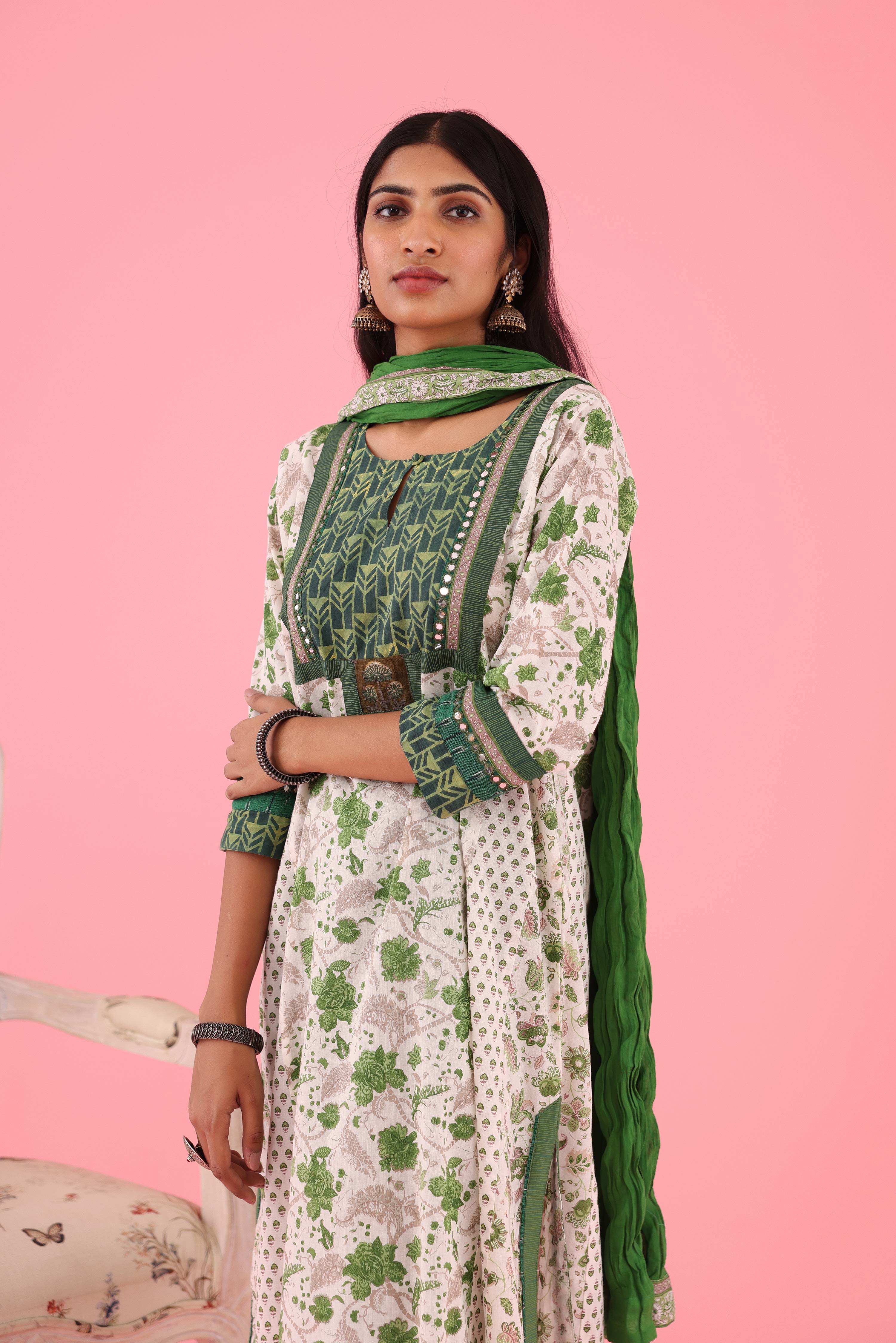 Rozana Cotton Crinkled Dupatta Green (8426752999723)