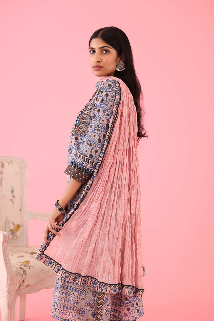 Rozana Cotton Crinkled Dupatta Pink (8426752278827)