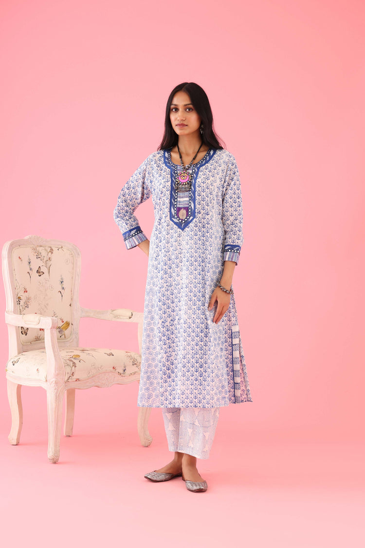 Choga Kurta White Blue (8426625270059)