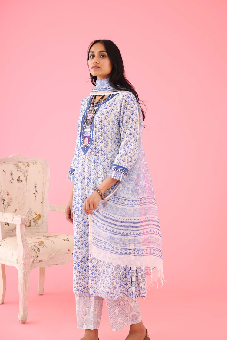 Choga Kurta White Blue (8426625270059)