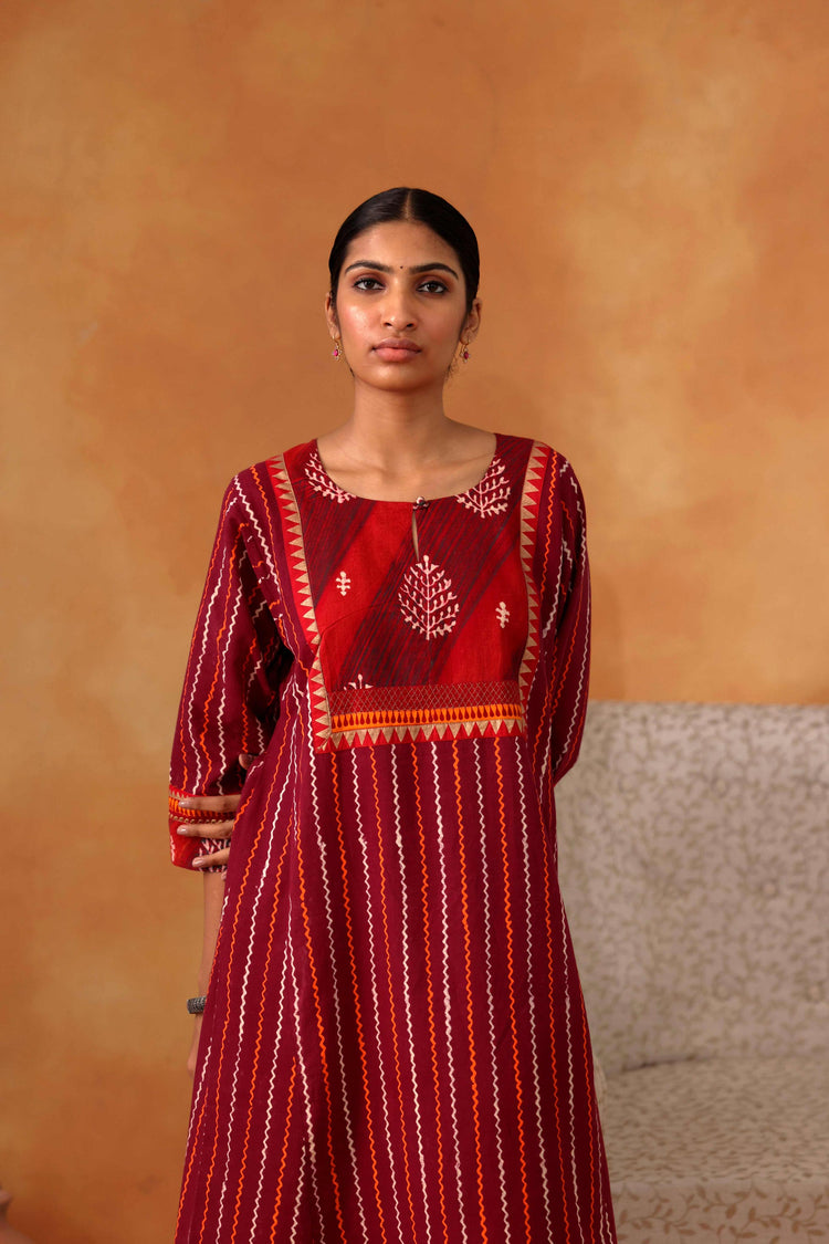 Yoke Caftan Maroon Orange (8439323361579)