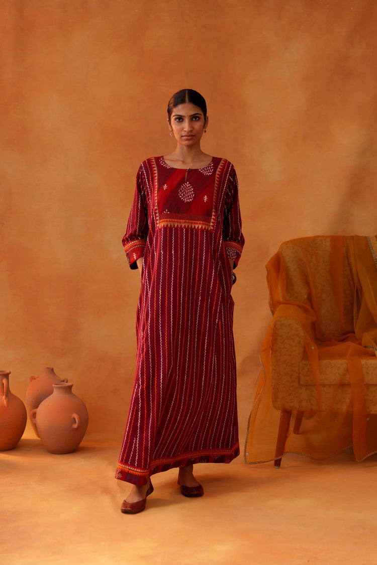 Yoke Caftan Maroon Orange (8439323361579)