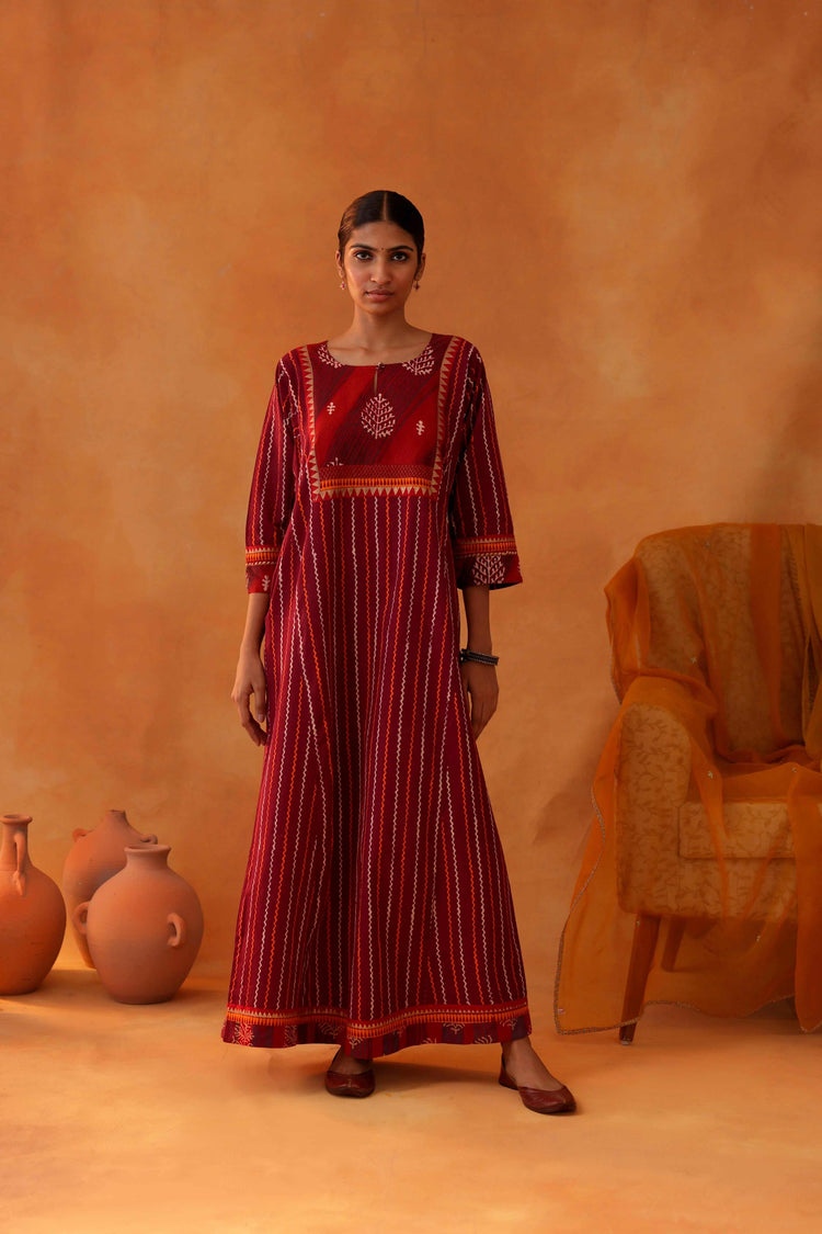 Yoke Caftan Maroon Orange (8439323361579)