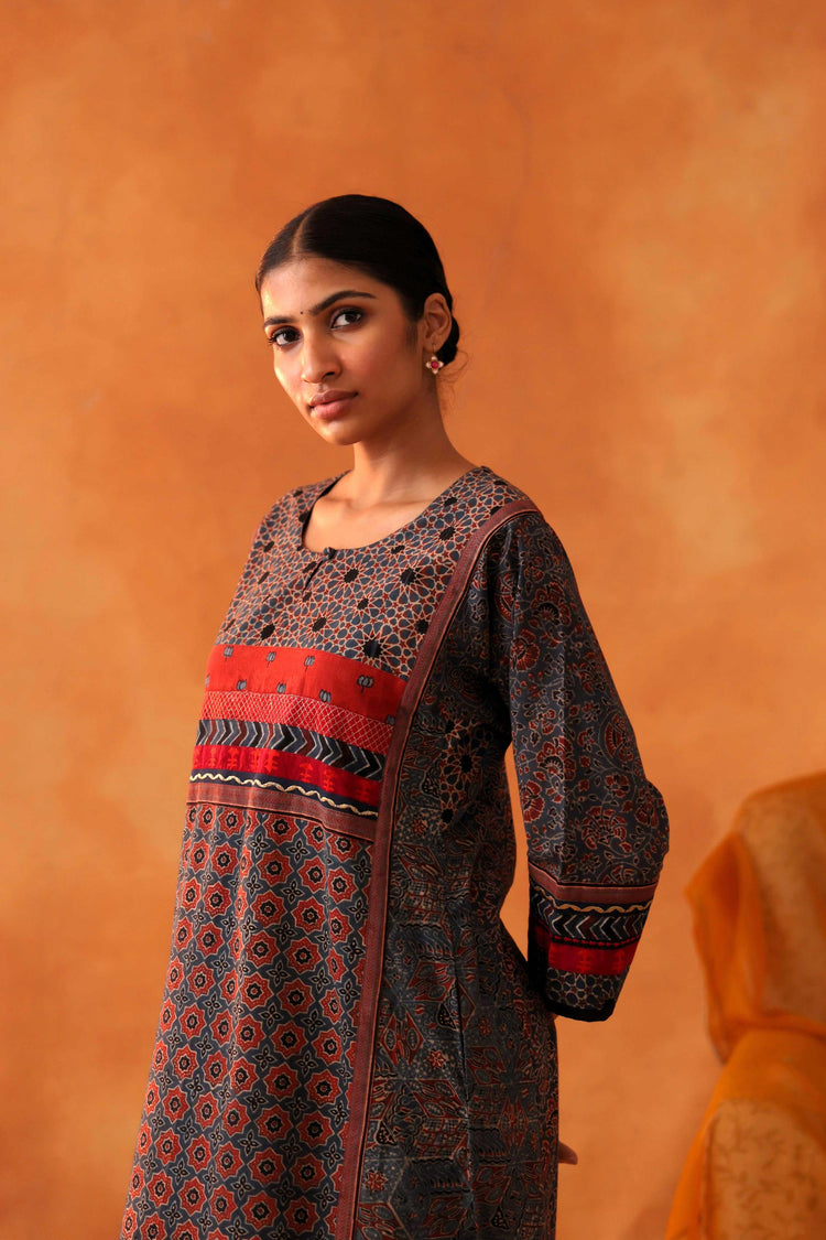 Afreen Caftan Indigo Rust (8439321362731)