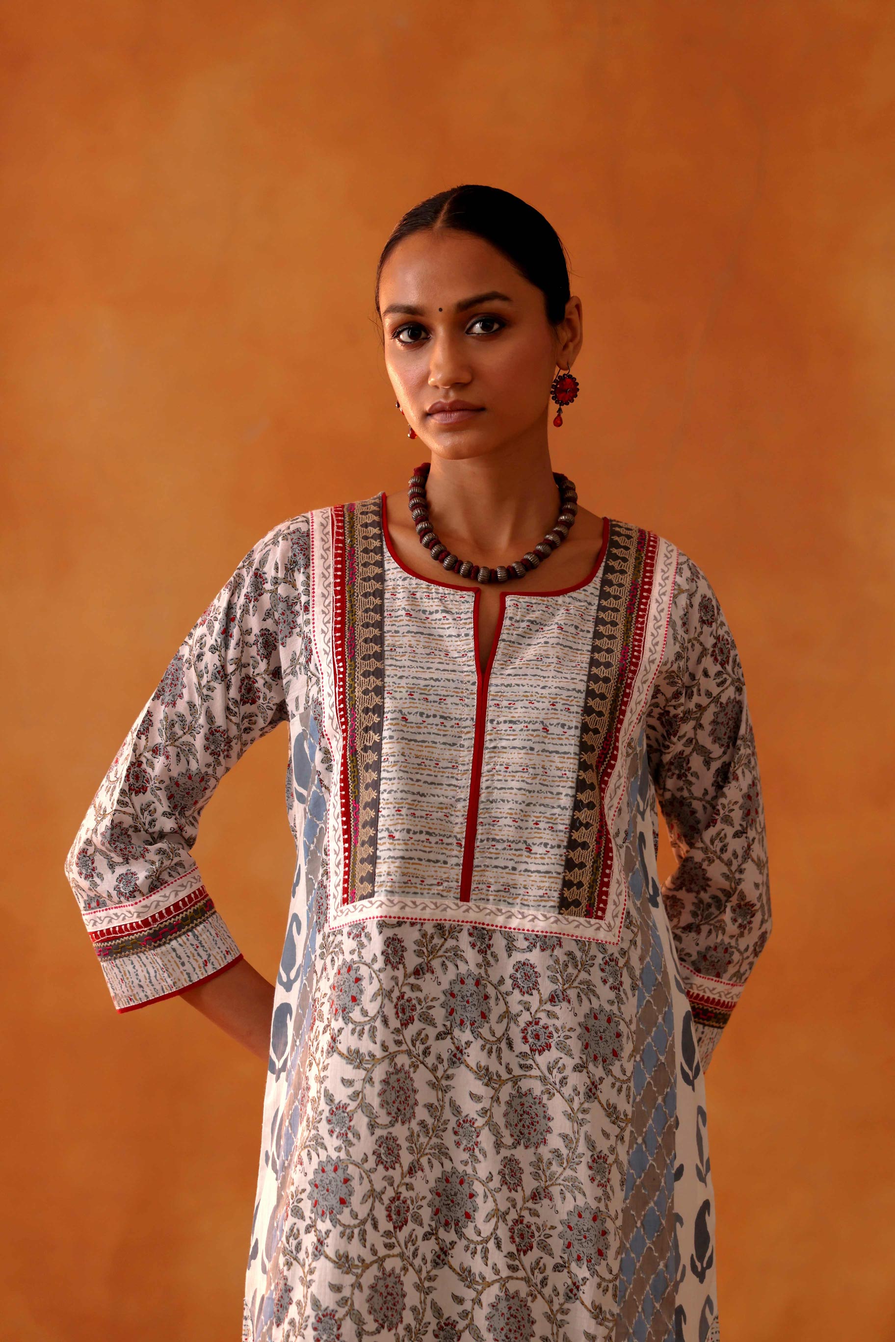 Choga Kurta White Grey (8439352426795)