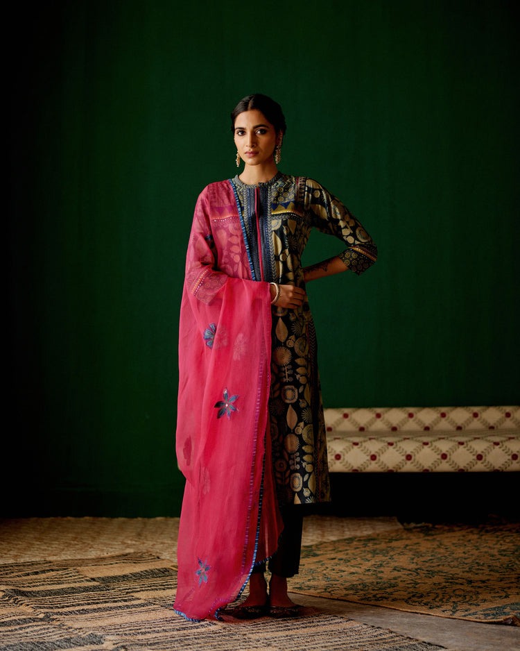 Rozana Patchwork Chiffon Dupatta Pink (8838412042539)