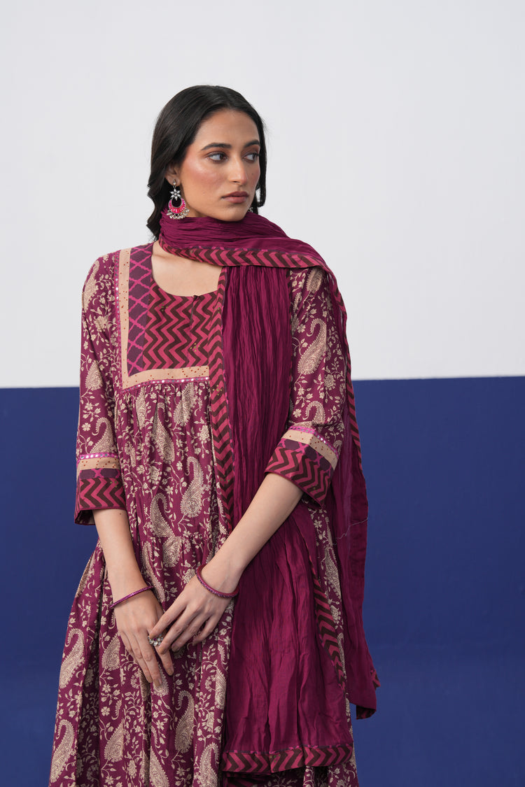 Kairi Cotton Printed Kurta Mauve