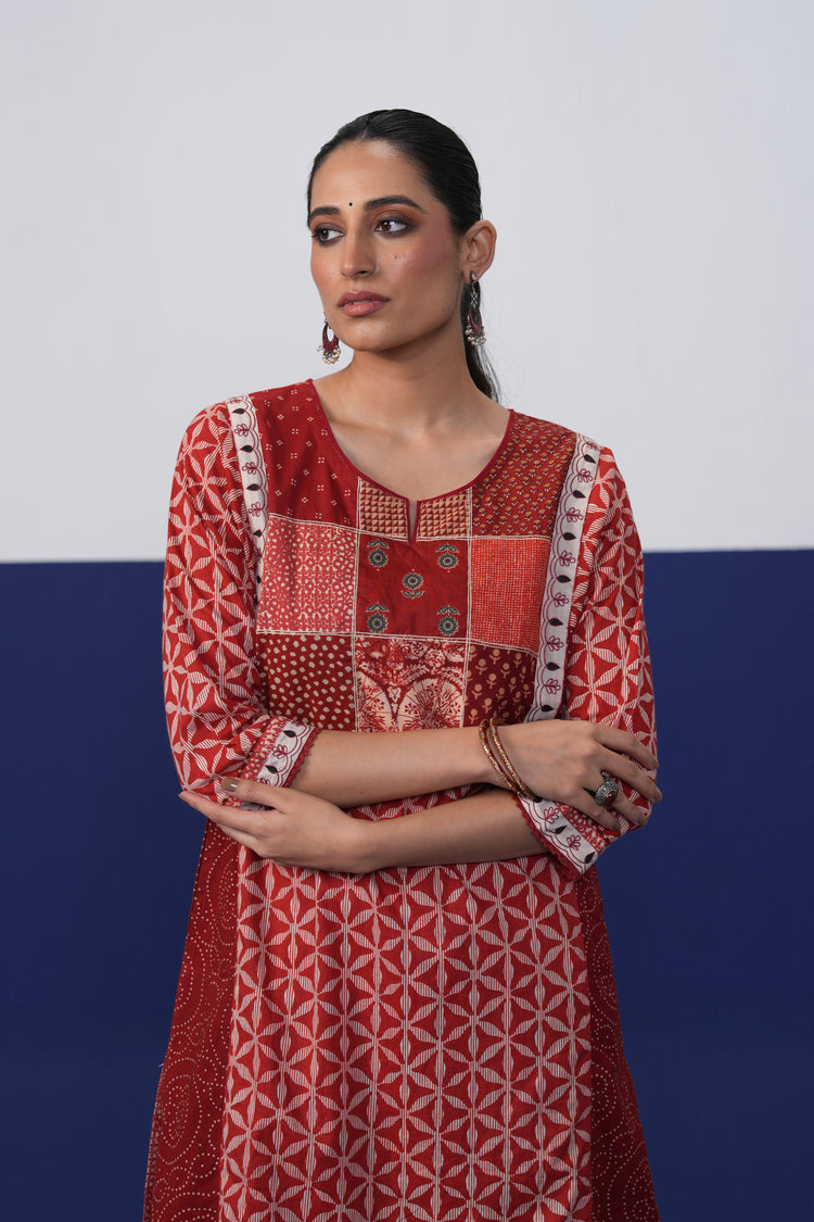 Dienne Cotton Printed Kurta Red