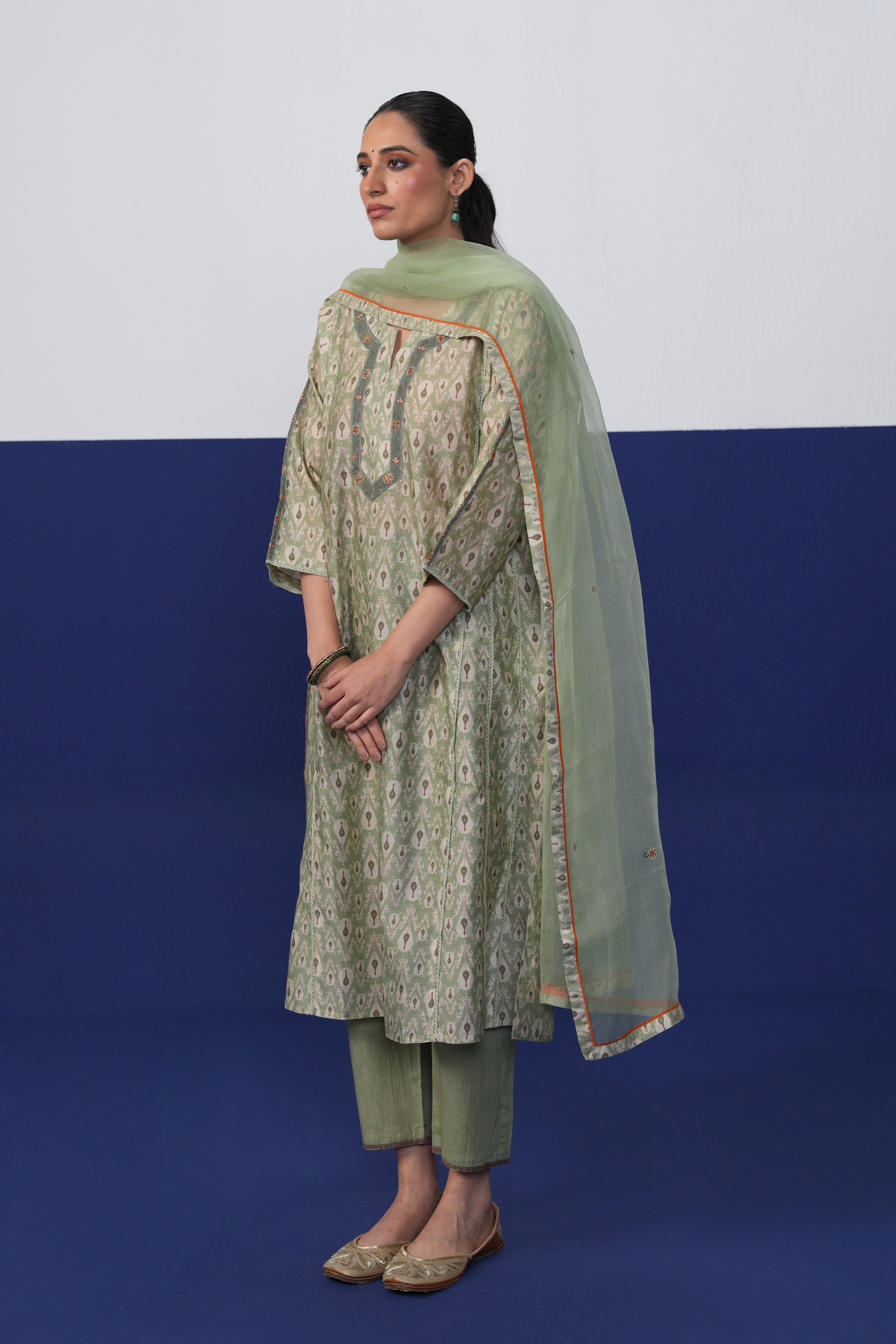 Aruni Dupatta Sage Green