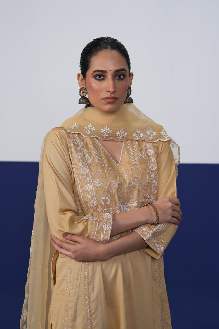 Tulsi Cotton Silk Kurta Beige