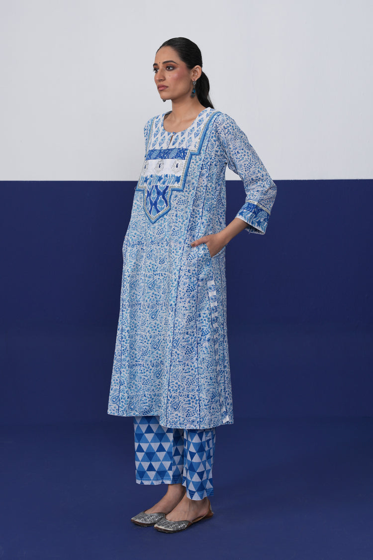 Rozana Pant White Blue