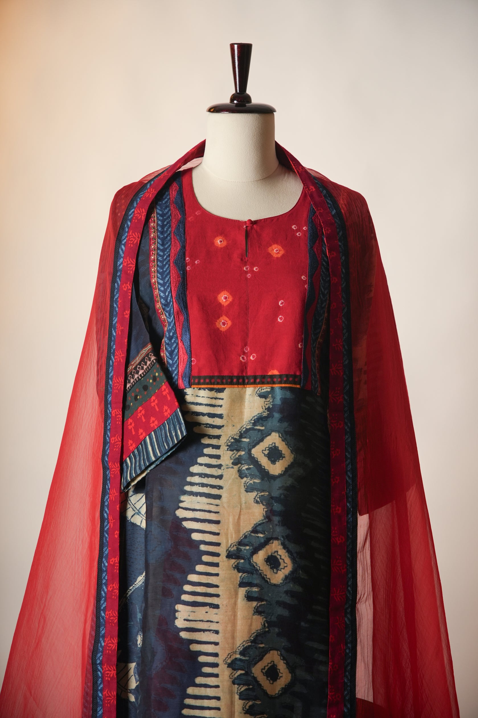 Medh Treated Chiffon Dupatta Red