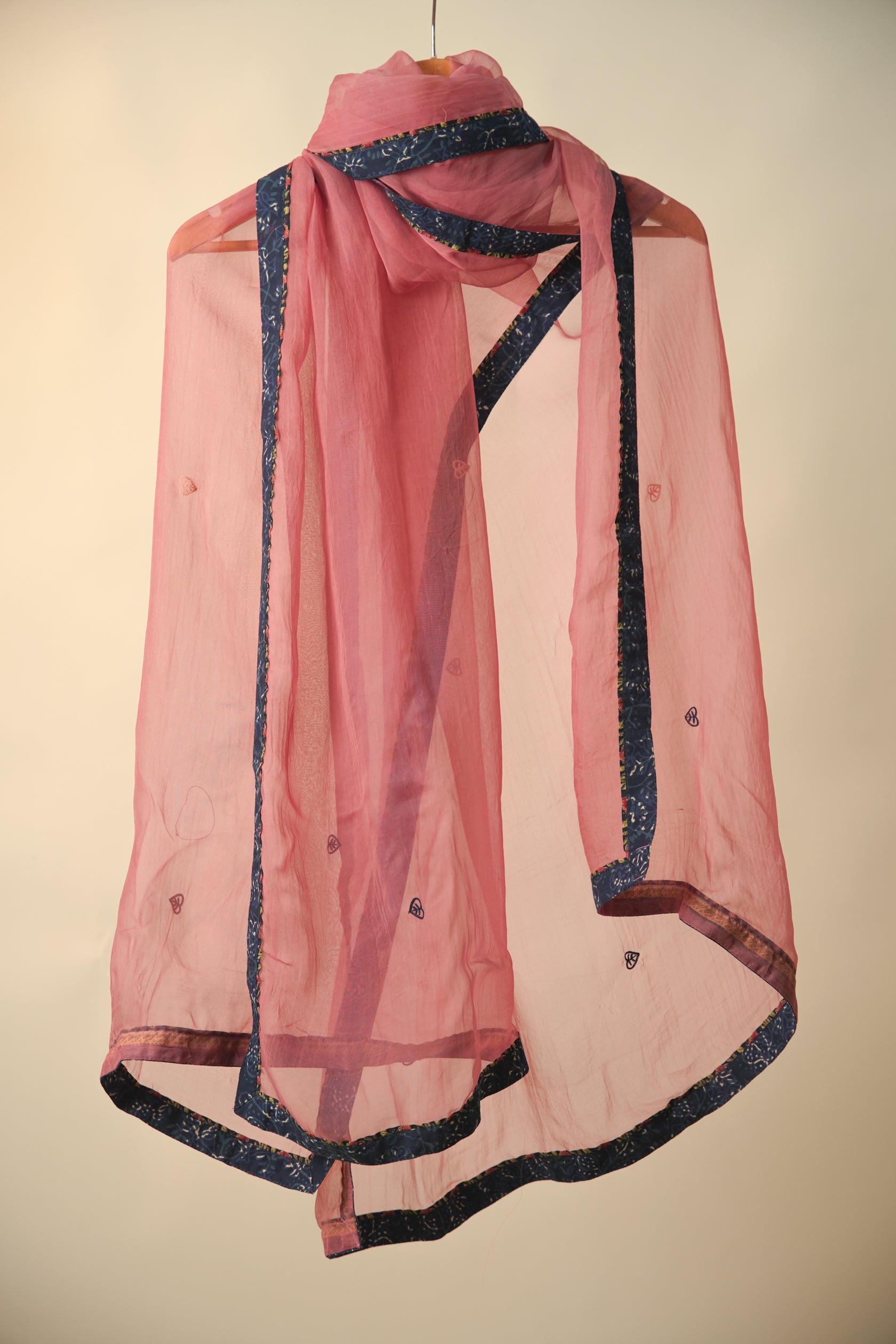 Medh Embroidered Treated Chiffon Dupatta Blush Pink
