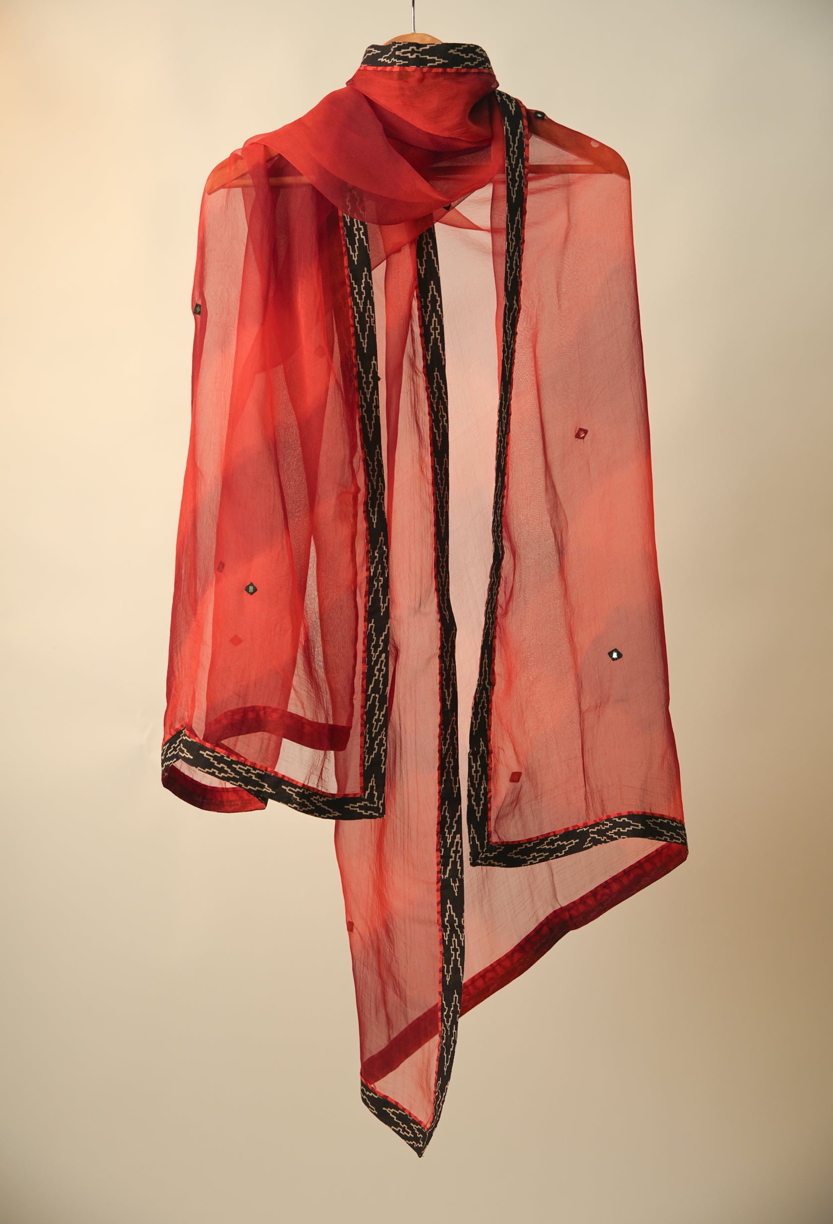 Rozana Treated Chiffon Dupatta Red