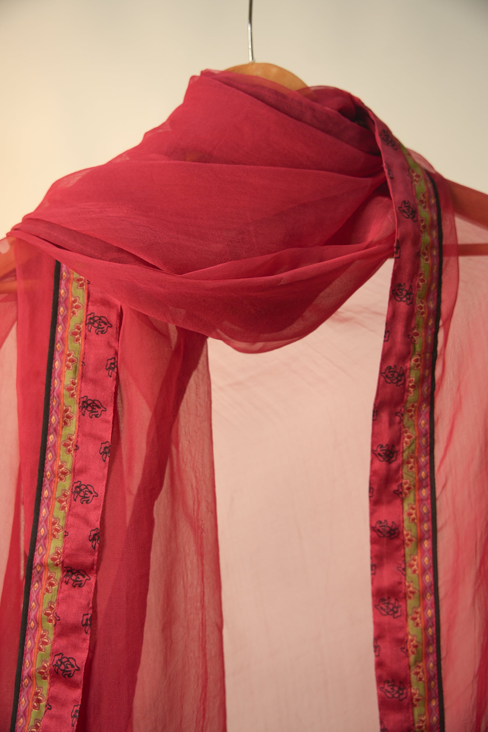 Medh Treated Chiffon Dupatta Red
