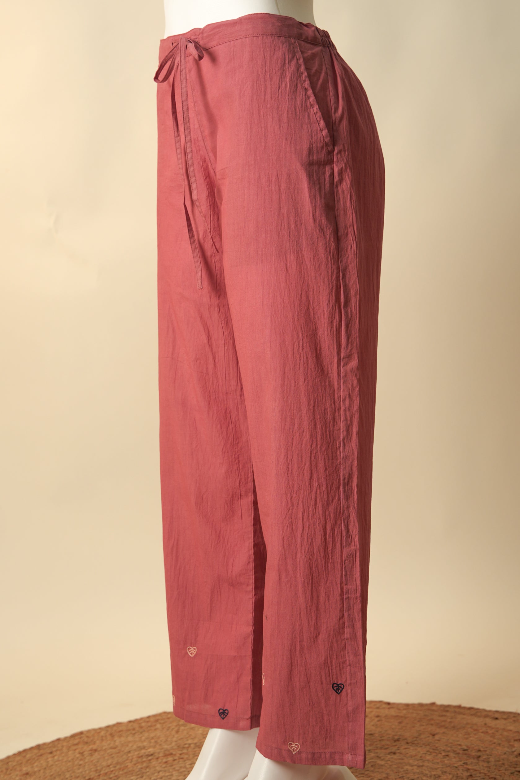 Rozana Embroidered Straight Pant Blush Pink