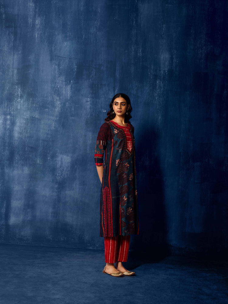 Miran Kurta Indigo Black Red (8918176039211)