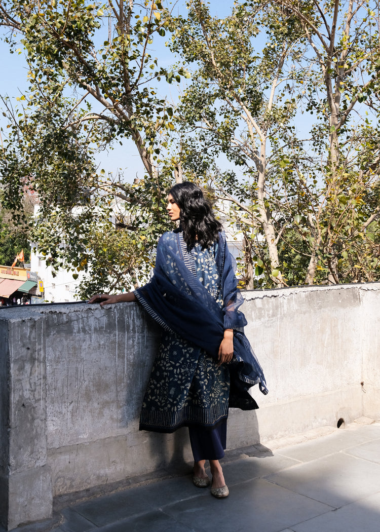 Rozana Chiffon Dupatta Indigo (9143147495723)