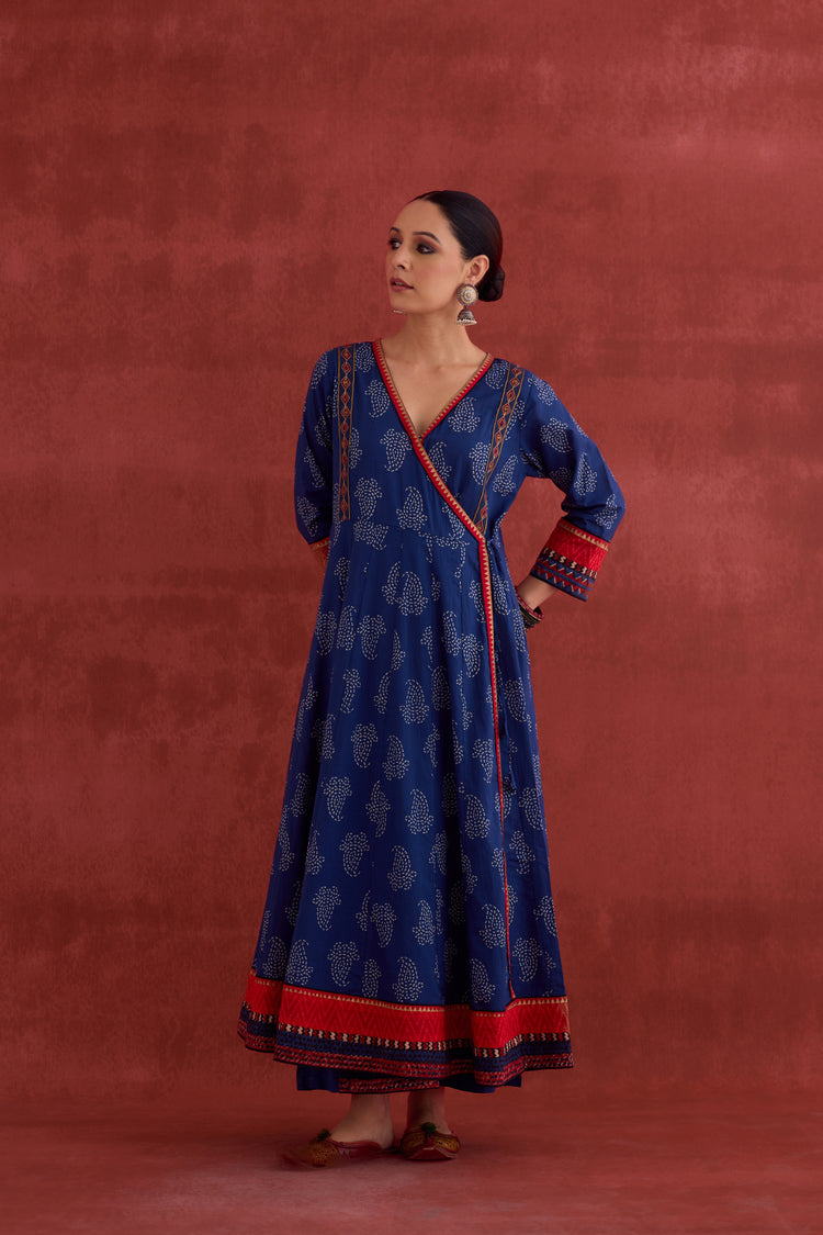 Ira Embroidered Printed Anarkali Kurta Blue (10040109629739)