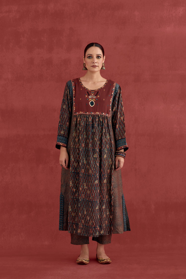 Meera Silk Pant Maroon (10049540522283)