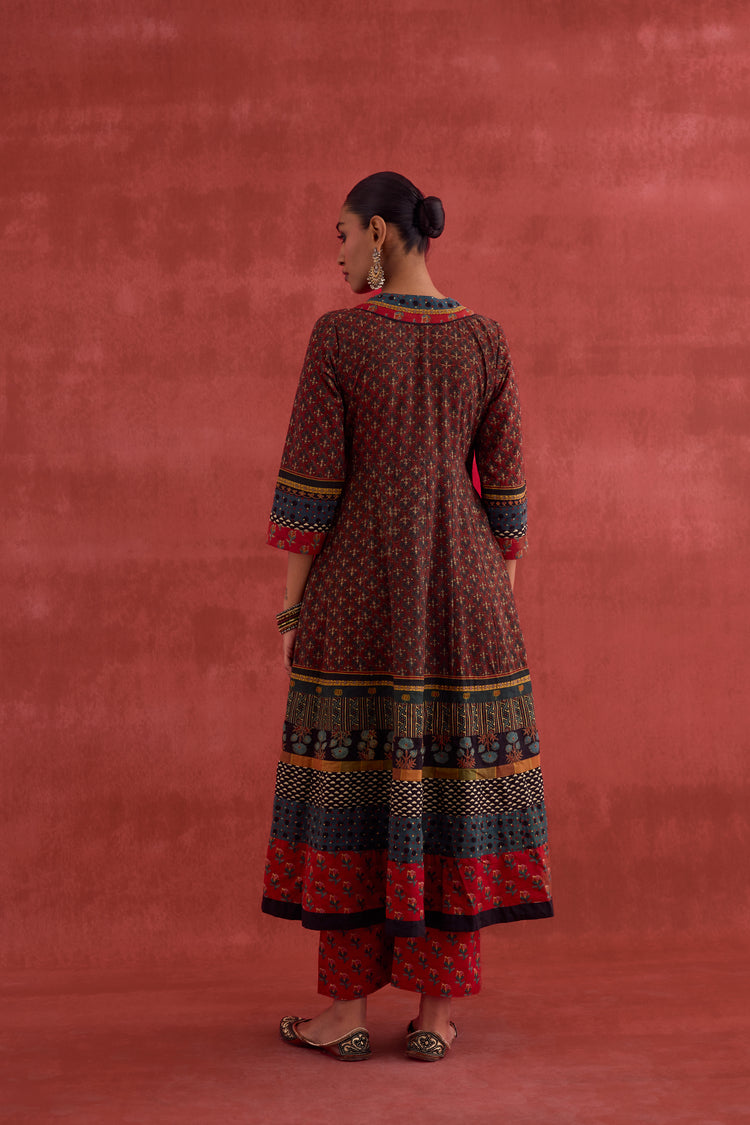 Nargis Cotton Vanaspati Block Printed Kurta Maroon (10039944249643)