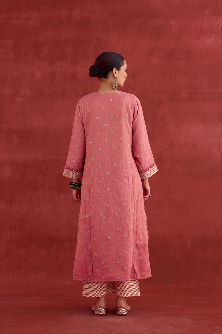 Adya Embroidered Mul Chanderi Kurta Blush Pink (10039340368171)