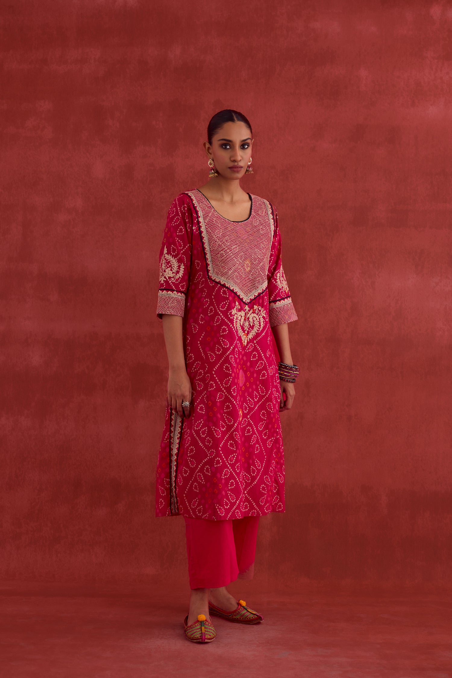 Dienne Embroidered Printed Kurta Pink (10049516929323)