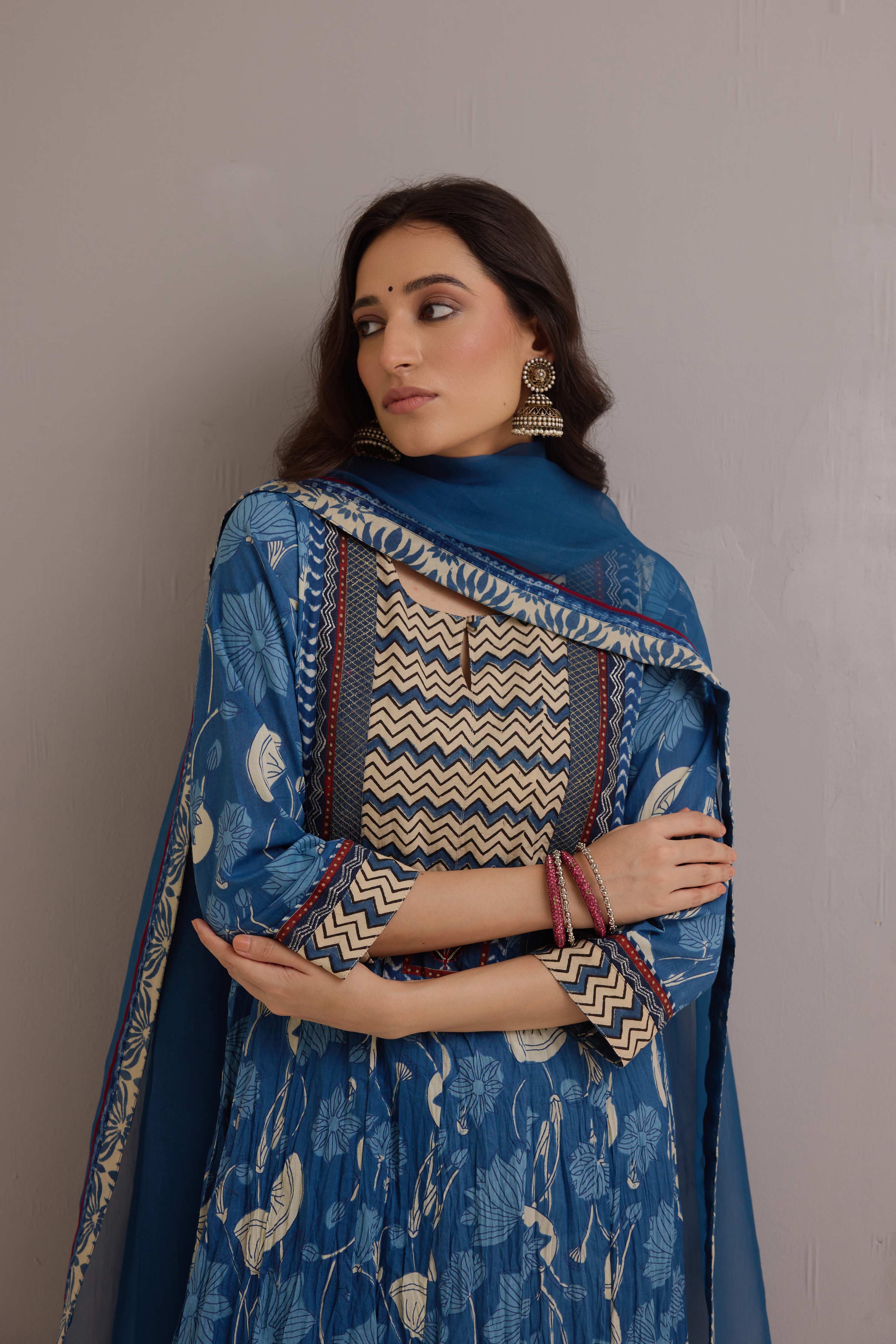 Treated Chiffon Dupatta Blue