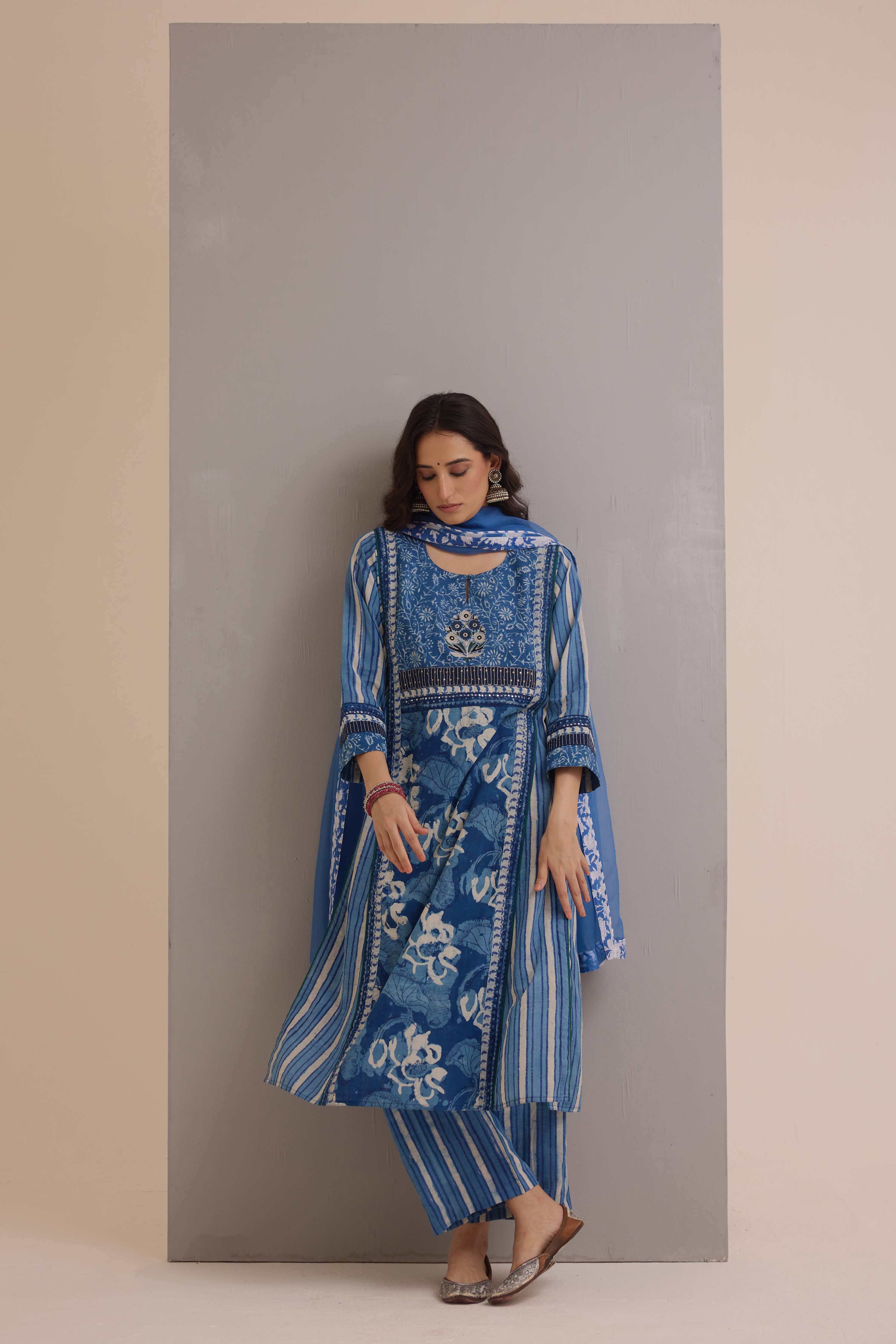 Treated Chiffon Dupatta Blue
