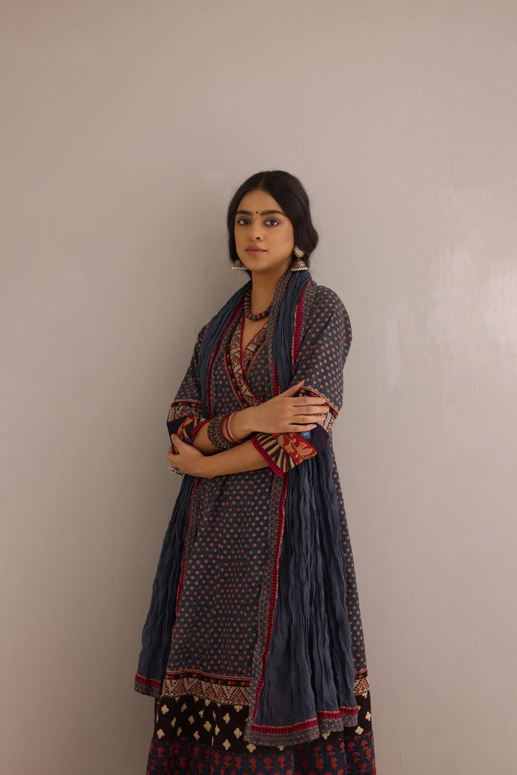 Crinkled Cotton Dupatta Blue