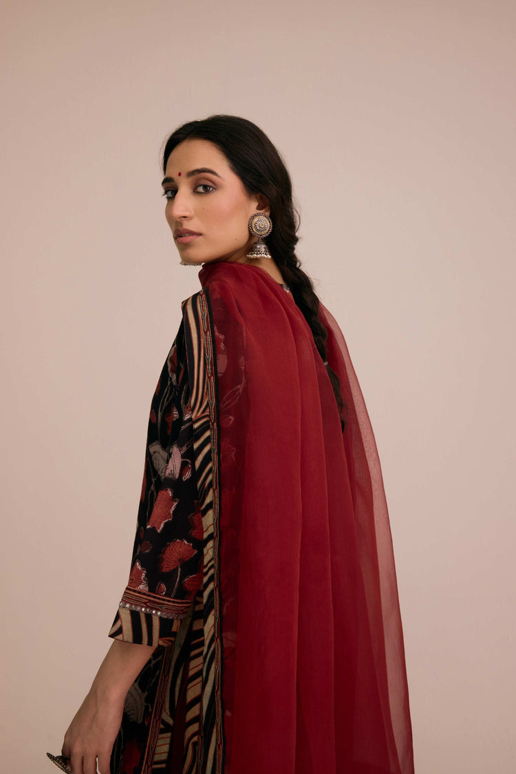 Treated Chiffon Dupatta Deep Maroon