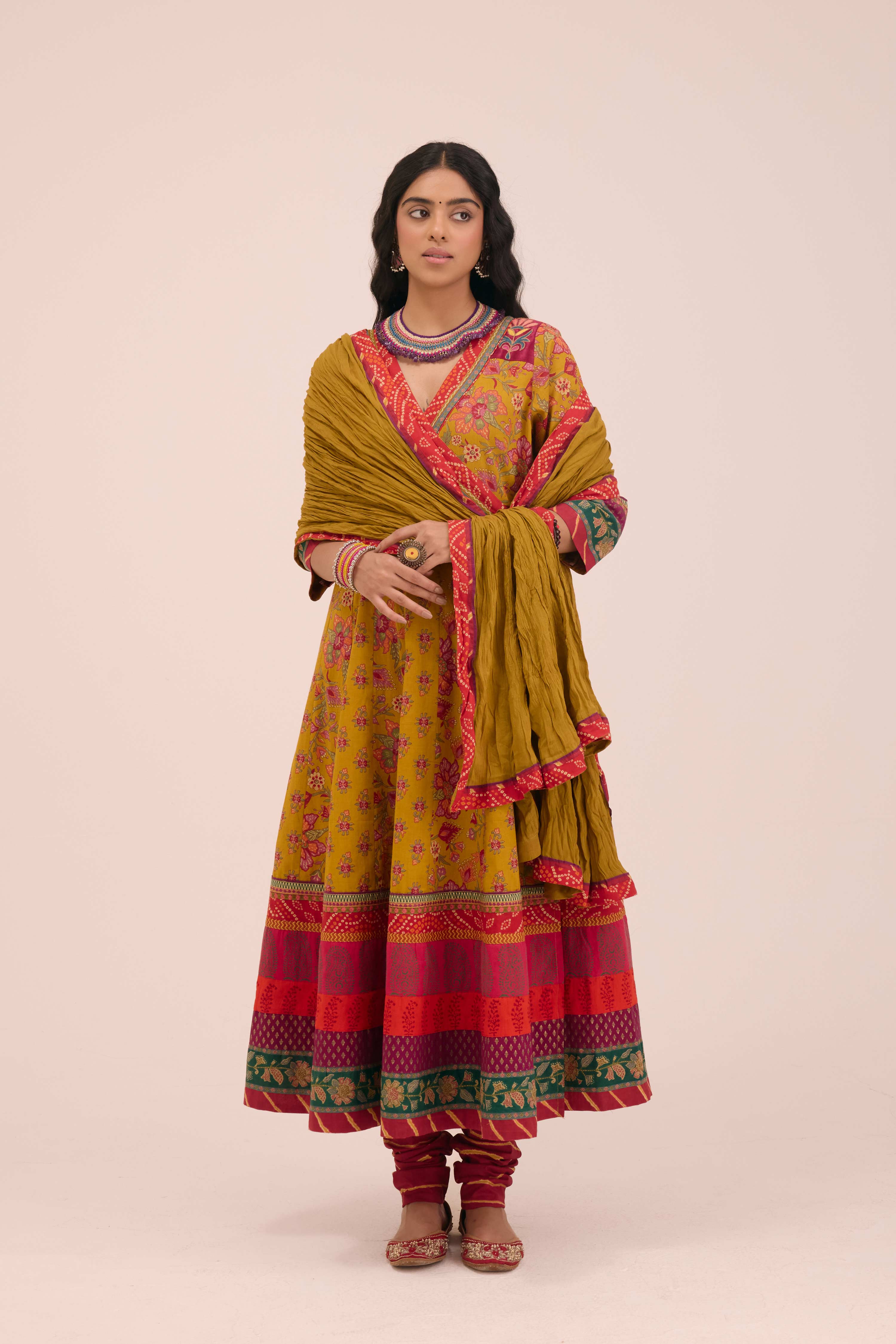 Crinkled Cotton Dupatta Mustard