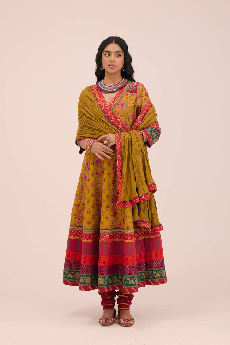 Crinkled Cotton Dupatta Mustard