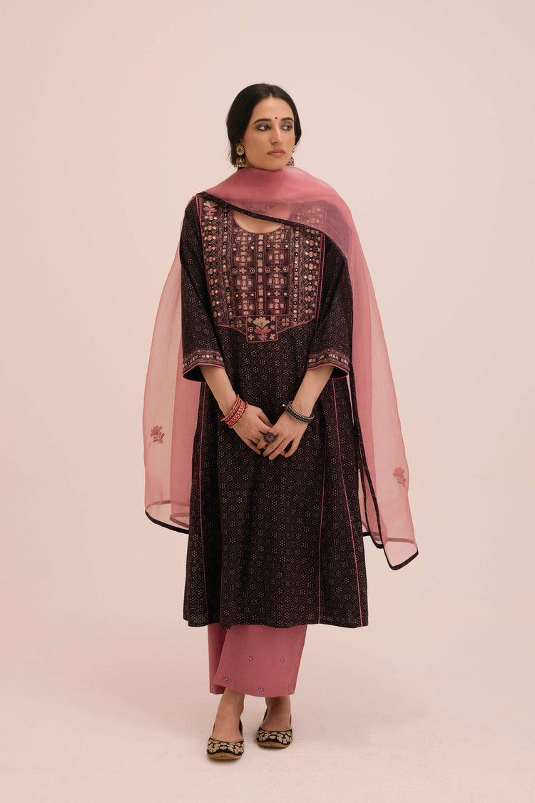 Straight Embroidered Cotton Pant Light Pink