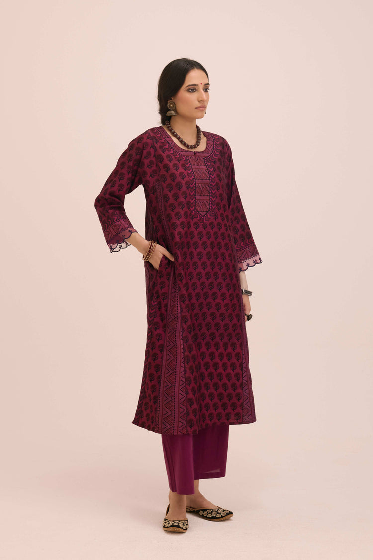 Straight Cotton Pant Deep Purple