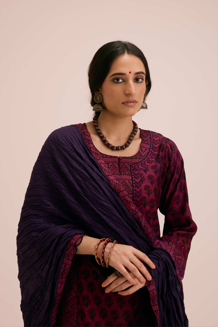 Crinkled Cotton Dupatta Mauve