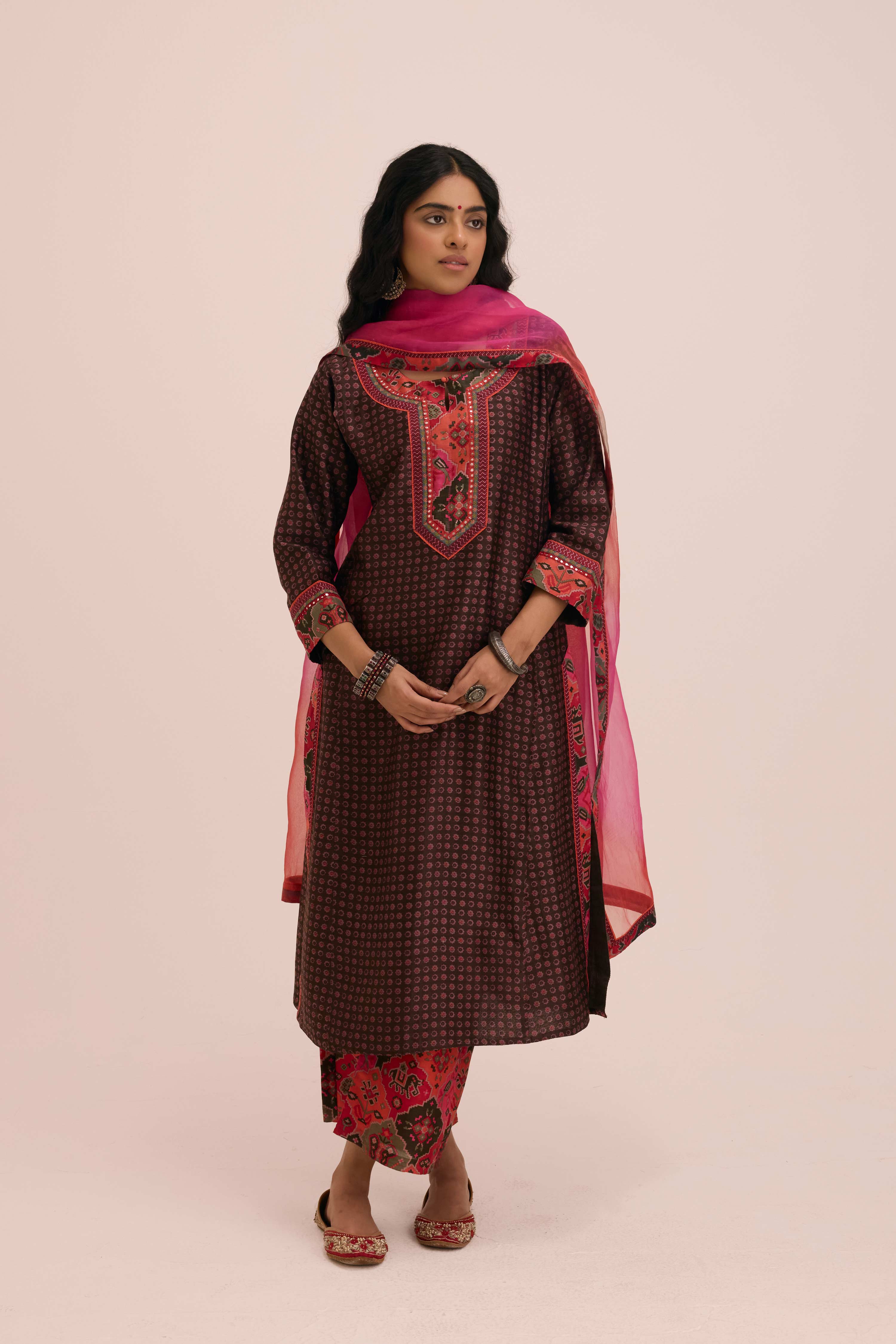 Medh Treated Chiffon Dupatta Peach Pink