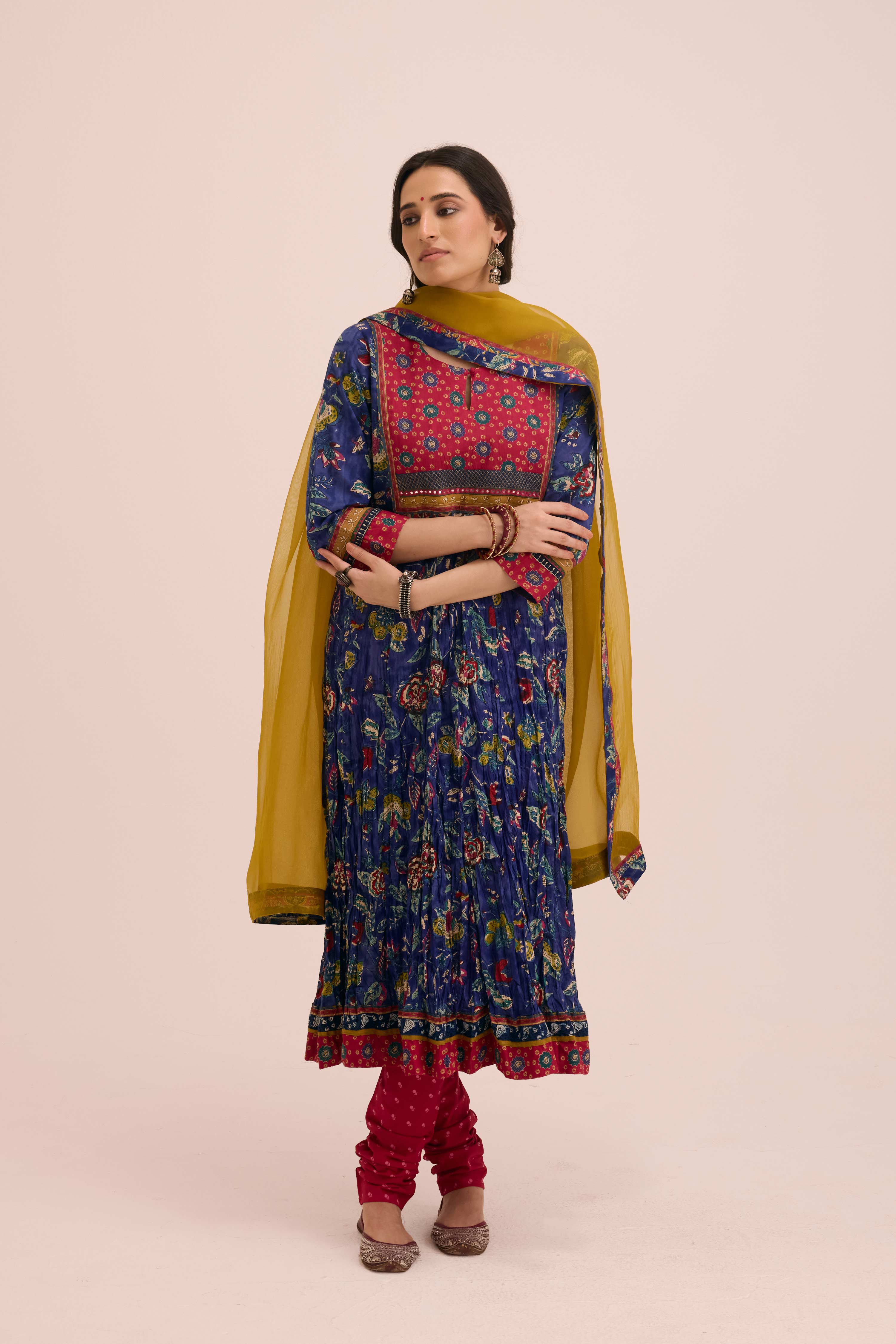 Medh Treated Chiffon Dupatta Ochre Yellow