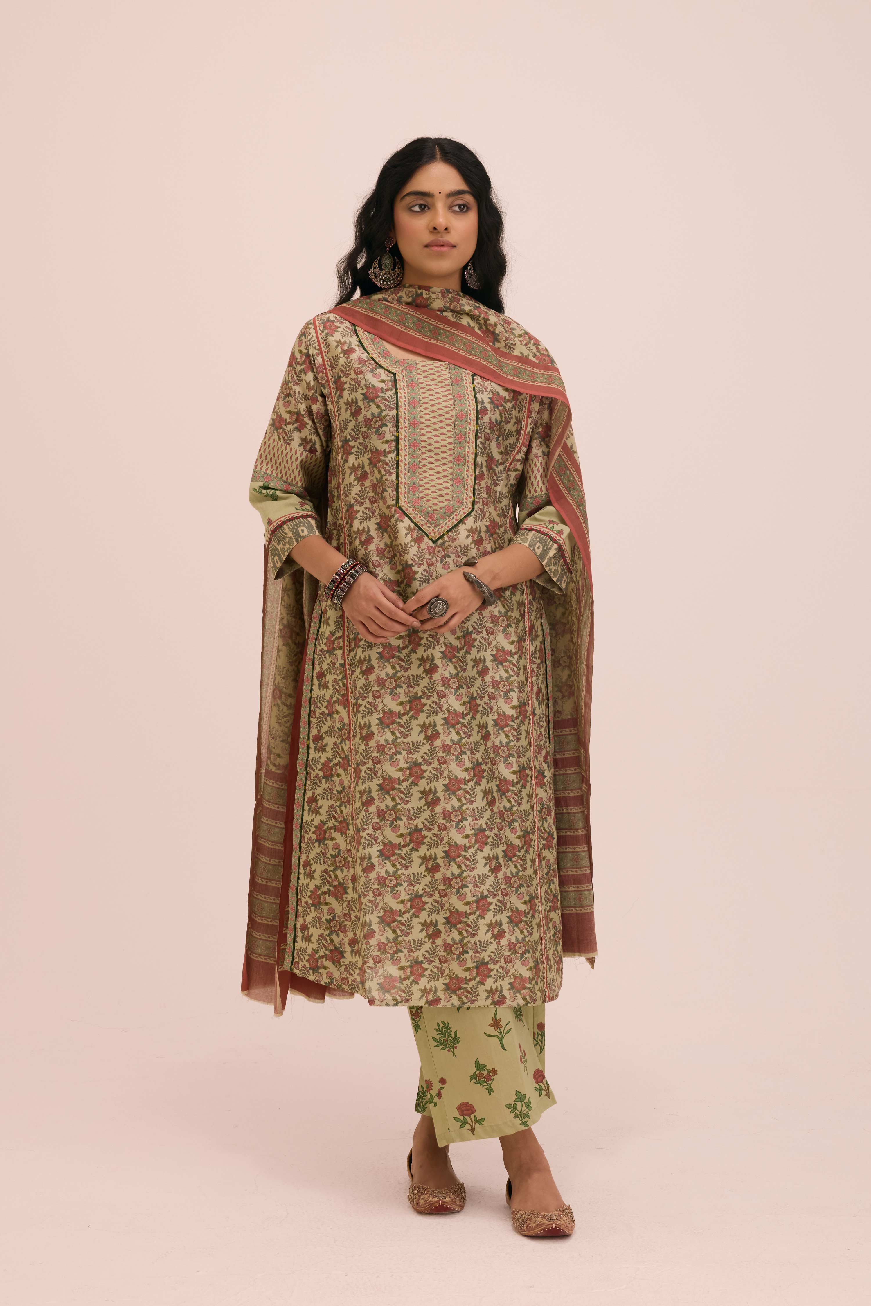 Cotton Mul Printed Dupatta Pista Green