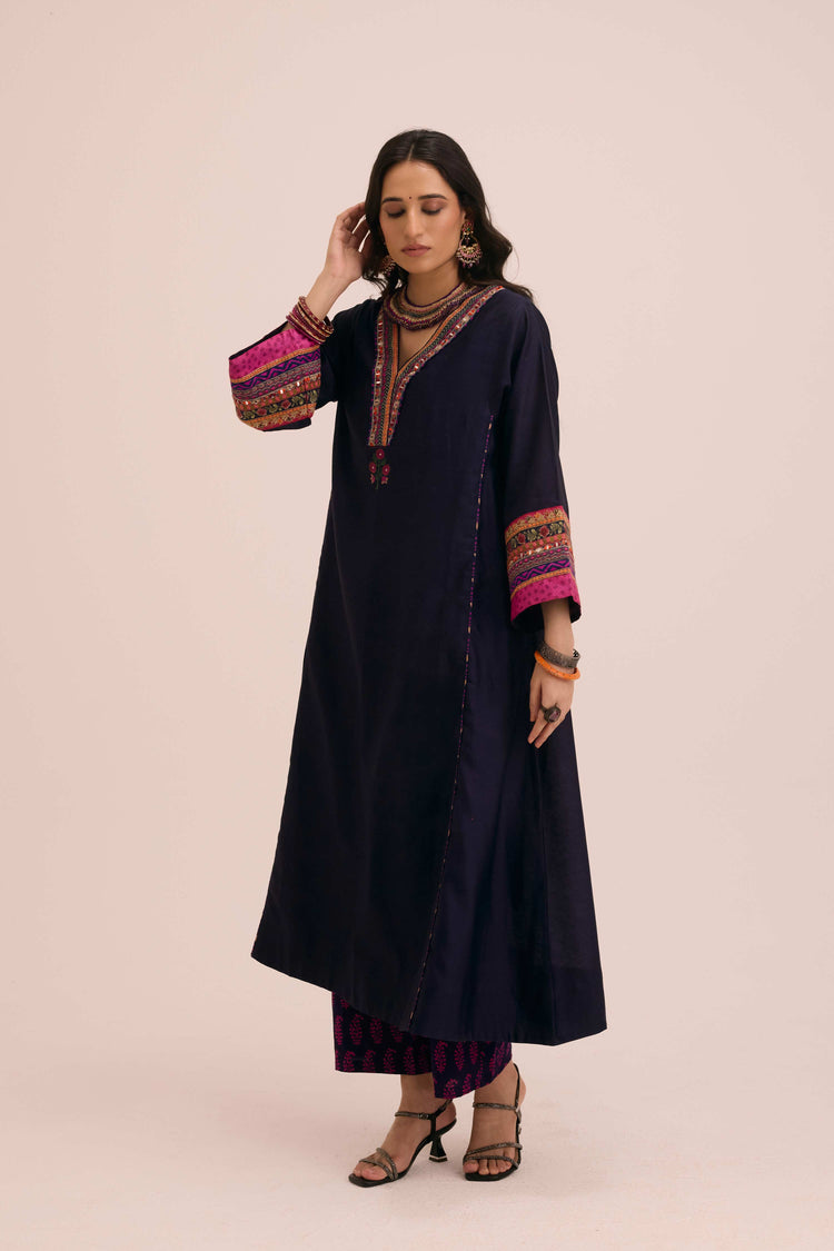 Straight Cotton Hand Block Printed Pant Purple