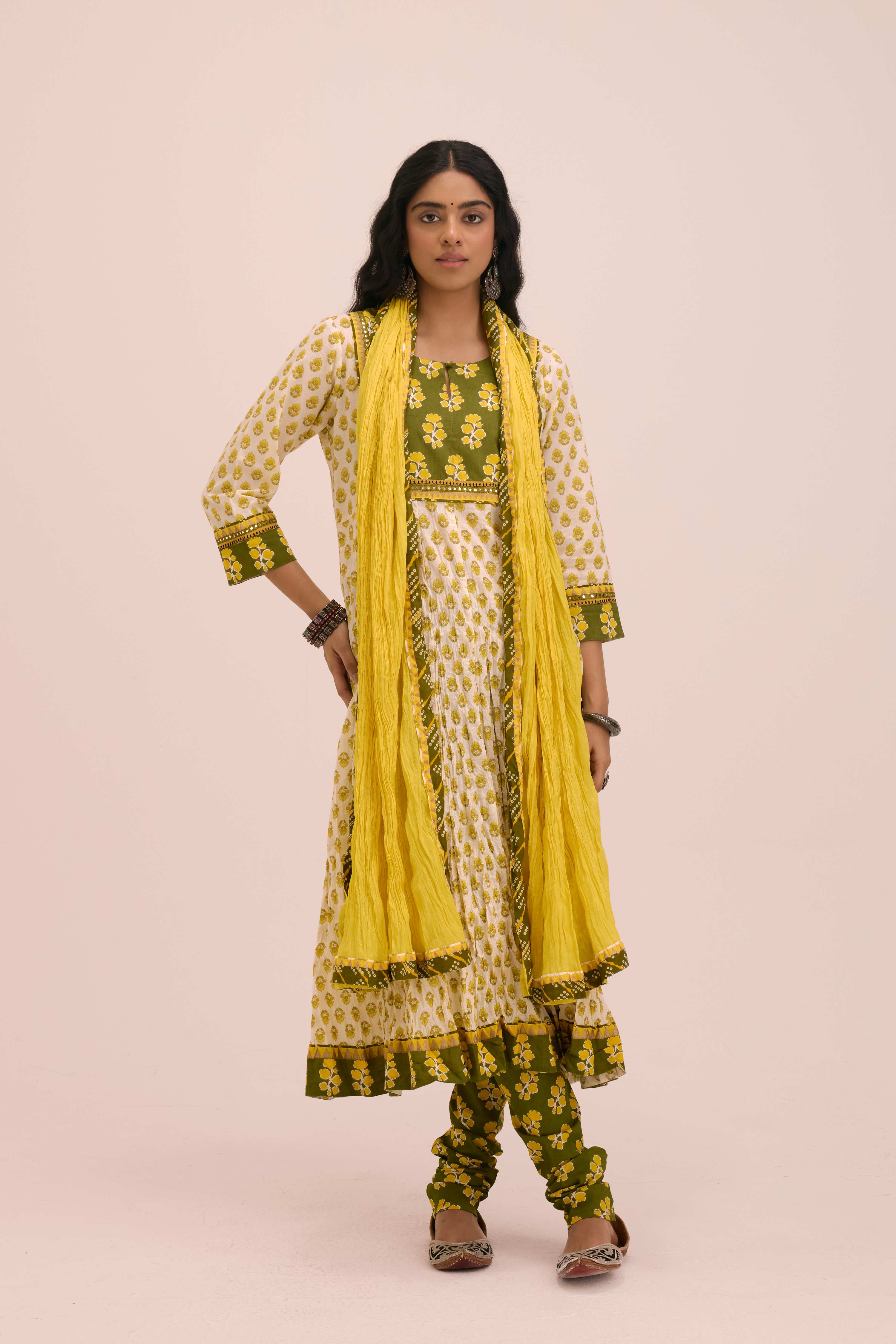 Crinkled Cotton Dupatta Yellow