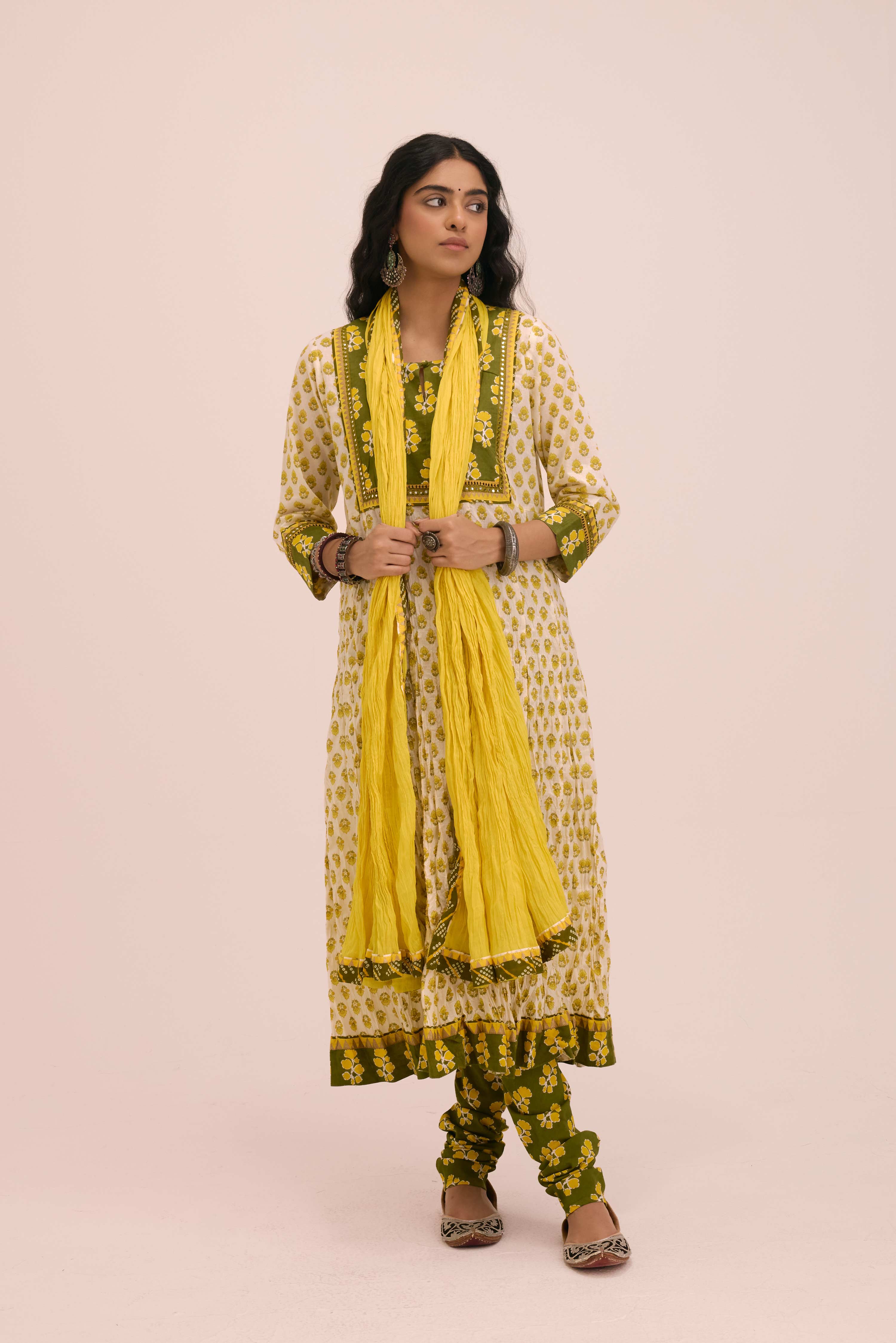 Crinkled Cotton Dupatta Yellow