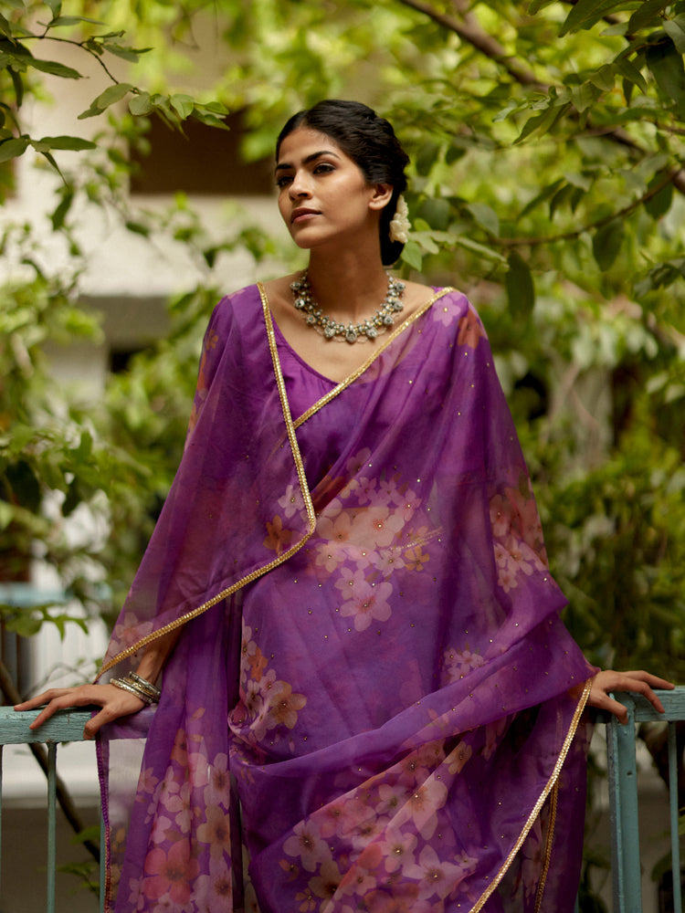 Floral Saree Purple (8571318010155)