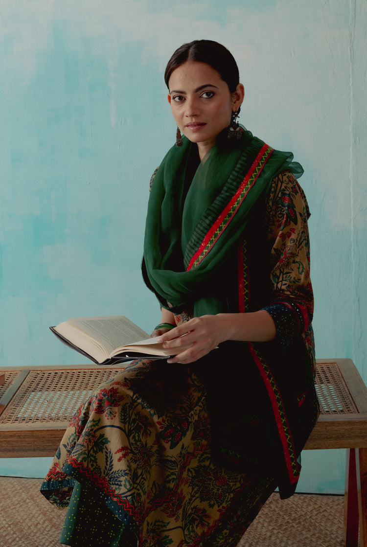Yoke Kurta Olive Rust (8342834413867)