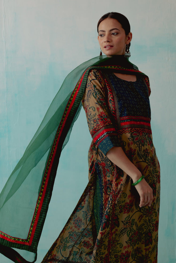 Yoke Kurta Olive Rust (8342834413867)